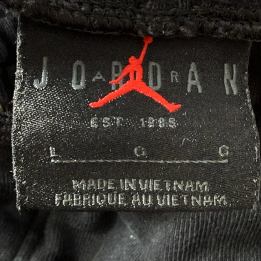 Jordan‎ Flight Fleece Pants Mens Large Black Washed Joggers DQ7468-010 Cotton